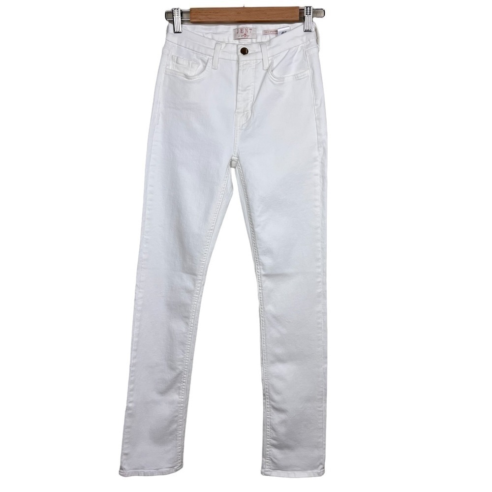 🎁 JEN7 BY 7 FOR ALL MANKIND Slim Straight Leg Jeans White 2